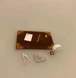 Miniature Skriveunderlag med tilbehør, arkitekt, tegnestue, grafisk tegner, kontorting, kontortilbehør, fuldmægtig, kontoruddannet, sekretær,