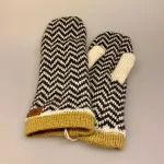 Strikkede vanter uld med foer - Zig-Zag,Strikkede vanter uld med foer - Zig-Zag, luffer, strikluffer, uldluffer, strikvanter, uldvanter, vanter, handsker, vinter, efterår, grafisk, mønster, håndstrikkede, merinould, bløde, kradser ikke, varme, windstopper, biti, ribe
