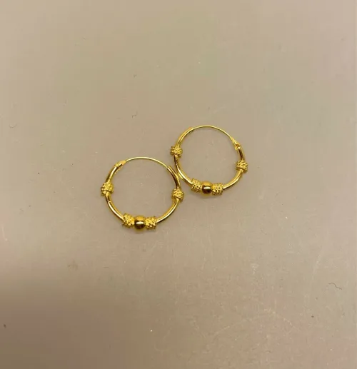 Creoler - Ø 14 mm øreringe forgyldt sølv med kugle og 4 x snoning, Creoler - øreringe, susanne friis bjørner, maanesten, stine a, guld, ægte, guldhoops, hoops, creoler, runde, enamel, runde ringe, runde øreringe, guldbelagte, sterling sølv, biti, ribe, kvalitet, smukke, cool, nyheder, nye, billige, smarte