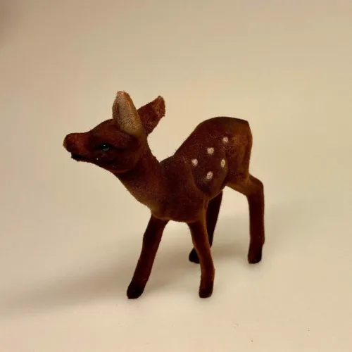 Klassisk Bambi - brun velour - hind, Klassisk Bambi - brun velour - buk, bambi, hjort, rå, då, dådyr, rådyr, stag, hirsh, gammeldags, nostalgisk, biti, ribe, julepynt, dekoration, stilleben,