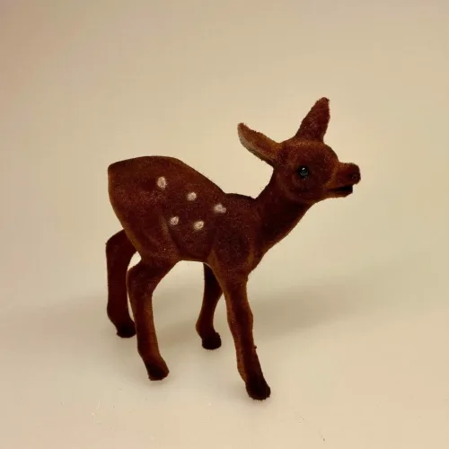 Klassisk Bambi - brun velour - hind, Klassisk Bambi - brun velour - buk, bambi, hjort, rå, då, dådyr, rådyr, stag, hirsh, gammeldags, nostalgisk, biti, ribe, julepynt, dekoration, stilleben,
