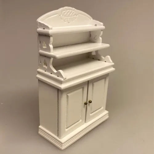 Miniature Buffet lav - Hvid, buffet, skab, kommode, reol, møbel, dukkehus, nissebo, dukkehusmøbler, miniature