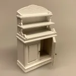Miniature Buffet lav - Hvid, buffet, skab, kommode, reol, møbel, dukkehus, nissebo, dukkehusmøbler, miniature