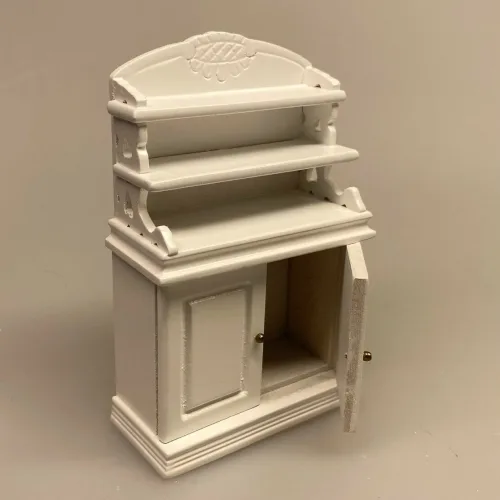 Miniature Buffet lav - Hvid, buffet, skab, kommode, reol, møbel, dukkehus, nissebo, dukkehusmøbler, miniature