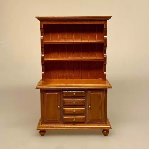 Miniature Buffet med skuffer - Nød, buffet, reol, skab, køkkenskab, dukkemøbler, Miniature Buffet lav - Hvid, buffet, skab, kommode, reol, møbel, dukkehus, nissebo, dukkehusmøbler, miniature, nisser, nissedør