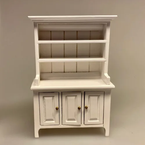 Miniature Buffet med underskabe - Hvid, Miniature Buffet lav - Hvid, buffet, skab, kommode, reol, møbel, dukkehus, nissebo, dukkehusmøbler, miniature, nissedør, nissehus, dukkestue, dukkemøbler, dukkehusting, dukkehustilbehør, nissebo, nisseting, tilbehør,