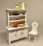 Miniature Buffet med underskabe - Hvid, Miniature Buffet lav - Hvid, buffet, skab, kommode, reol, møbel, dukkehus, nissebo, dukkehusmøbler, miniature