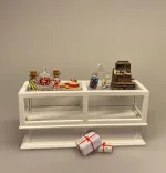 Miniature Lang Disk Hvid. butik, købmand, købmandsbutik, høker, spækhøker, bager, konditori, dukkehusmøbler, dukkehusbutik, miniature, miniaturer, dukkehusting, dukkehustilbehør, ting til, dukkehus, dukkehuset, nisser, nissebo, nissedør, nissehus, dukkebutik, biti, ribe