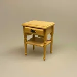 Miniature Lille Bord med skuffe og hylde natur, lyst, træ, lille bord, dukkehusmøbler, dukkemøbler, nissemøbler, sidebord, kommode, nissebo, nissedør, nissehus, dukkehuset, dukkehusting, tilbehør, 1:12, biti, ribe