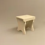 Miniature Skammel cremefarvet, skammel, taburet, fodskammel, gymnastikskammel, nisser, nisserne, nissedør, nissebo, nissehus, badeværelse, dukkehus, dukkehusting, tilbehør, dukkehusmøbler, dukkemøbler, miniature, miniaturer, sætterkasse, sættekasse, ting til, 1:12, biti, ribe, sort sol, vadehavet,