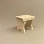 Miniature Skammel cremefarvet, skammel, taburet, fodskammel, gymnastikskammel, nisser, nisserne, nissedør, nissebo, nissehus, badeværelse, dukkehus, dukkehusting, tilbehør, dukkehusmøbler, dukkemøbler, miniature, miniaturer, sætterkasse, sættekasse, ting til, 1:12, biti, ribe, sort sol, vadehavet,