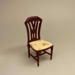 Miniature Stol mahogny med polster, dukkestue, stol, ministol, dukkehusstol, 1:12, lille stol, legetøjsstol, mahogny, nissedør, nissehus, frigast, nisser, dukkehusmøbler, miniaturer, miniature, håndværk, træ, håndlavet, nissebo, nisseting, nissemøbler, ting til, dukkehuset, nisseboet, biti, ribe