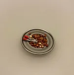 Miniature Tin fad nødder og nøddeknækker, hasselnødder, nødder, knas, juleknas, julepynt, miniature, julemad, miniaturer, dukkehusting, dukkehustilbehør, tilbehør til, dukkehuset, nissedør, nissebo, nissehus, sætterkasseting, sætterkasse, sættekasseting, sættekasse, nisserne, mini, 1:12, lundby, biti, ribe, morgennisser, frigast