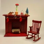 Miniature Kamin - Mahogni Stor, Miniature Gyngestol Mahogni, Miniature kamin i Mahogni, miniature, miniaturer, dukkehus, dukkehusting, dukkehustilbehør, ting til dukkehuset, 1:12, kamin, kaminhylde, op på kaminhylden, og glimmer på, hella joof, pejs, åben pejs, ildsted, kakkelovn, brændeovn, nissebo, nissedør, santa, chimney, chimny, nissetilbehør, nisseting, ting til nisser,