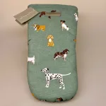 Grillhandske bomuld med tryk - Forskellige Hunde, ting med hunde, fetch, sophie allport, køkkenting, kok, madlavning, gaveide, julegave, gravhund, jack russel, westie, west highland terrier, bulldog, golden retriever, brun labrador, dalamatiner, spaniel, dansk svensk gård hund, biti, ribe