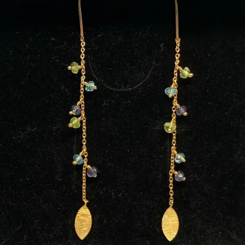 Forgyldte Ørekæder med Ægte Sten Blå Grøn, Forgyldte Ørekæder med ægte sten, sfbcph, susanne friis bjørner, maanesten, stine a, ørekæder, kæder, kædeøreringe, øreringe, ørehængere, guldkæder, guld øreringe, ædelsten, ædle sten, halvædelsten, mineraler, regnbue, regnbuefarvet, smukke, tilbud, flotte, lange, lette, elegante, móderne, nye, nyheder, spring 2020, summer 2020, sommer 2020, biti, ribe, danske, brands