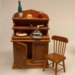 Miniature Buffet lav - Valnød, spisestue, Miniature Buffet lav - brun , buffet, skab, kommode, reol, møbel, dukkehus, nissebo, dukkehusmøbler, miniature