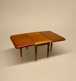 Miniature Spisebord med plader nød, Miniature Spisebord med Skuffe - Brunt,Miniature Spisebord med Skuffe, spisebord, dukkehusmøbler, dukkehus, dukkehuset, dukkehustilbehør, dukkehusting, miniature, miniaturer, ting til dukkehus, firkantet, biti, ribe, gavekort, symbolsk gave, gave, bord i gave, gavekort til møbler,valnød, valnøddebrunt, brun bejdset, brunt bord, spisebord