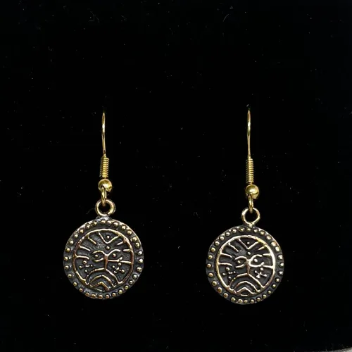 Bronze Ørehængere - Ribemønt, mønt, numismatiker, bracteat, gammel, gamle, vikingfund, ribe, udgravninger, skat. sølvskat, hedeby, vikingetiden, vikingesmykker, vikingeøreringe, øreringe, hængeøreringe, ørehængere, bronze, gylden, kobber, kobberbryllup, kobbersmykker, nordiske, guder, mytologi, aser, odin, thor, ydun, idun, freja, frej, odinsmaske, fabeldyr, museumssmykker, museums, kopi, kopismykker, biti, ribe, ansgar, dronning, dagmar, vadehavet, riberhus, valdemar,