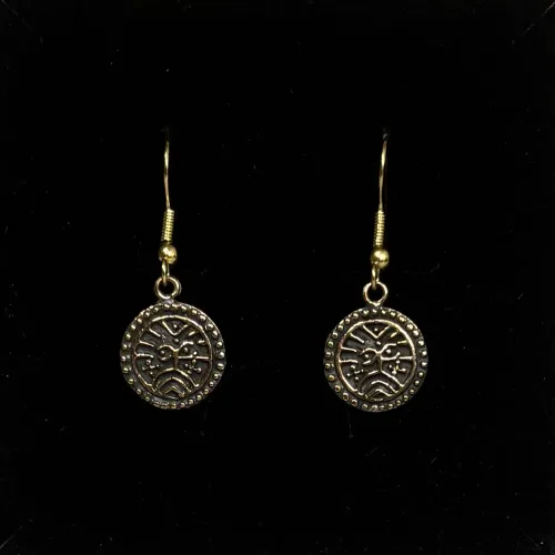 Bronze Ørehængere - Ribemønt, mønt, numismatiker, bracteat, gammel, gamle, vikingfund, ribe, udgravninger, skat. sølvskat, hedeby, vikingetiden, vikingesmykker, vikingeøreringe, øreringe, hængeøreringe, ørehængere, bronze, gylden, kobber, kobberbryllup, kobbersmykker, nordiske, guder, mytologi, aser, odin, thor, ydun, idun, freja, frej, odinsmaske, fabeldyr, museumssmykker, museums, kopi, kopismykker, biti, ribe, ansgar, dronning, dagmar, vadehavet, riberhus, valdemar,