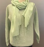 Harley of Scotland – Dame Pullover Lambswool Pistacie, shamrock, mintgrøn, lysegrøn, sart grøn, lys, forårsstrik, let, tynd, lun, smuk, kølig, damestrik, lambswool, ren, ny, uld, pullover, damepullover, damestrik, strik, striktrøje, sweater, åndbar, feminin, pigestrik, til piger, kort, smart, skotsk, klassisk, ensfarvet, enkel, kvalitet, skøn, yndig, uldtrøje, uldbluse, strikbluse, biti, ribe