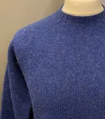 Harley of Scotland - Lambswool Pullover Uni Kongeblå, royal blue, coboltblå, koboltblå, klr blå, Harley of Scotland - Unisex Uld Pullover - tofarvet, turkis, blå, blågrøn, sporty, herremodel, herrestrik, herresweater, uldtrøje, uldpullover, pullover, striktrøje, strik, trøje, let, lun, tynd, lang, damestrik, biti, speciel, skotsk