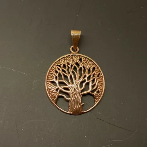 Vikinge vedhæng i bronze - Livets træ Yggdrasil Eg, egetræ, asketræ, Vikinge vedhæng i bronze - Livets træ - rund Yggdrasil
