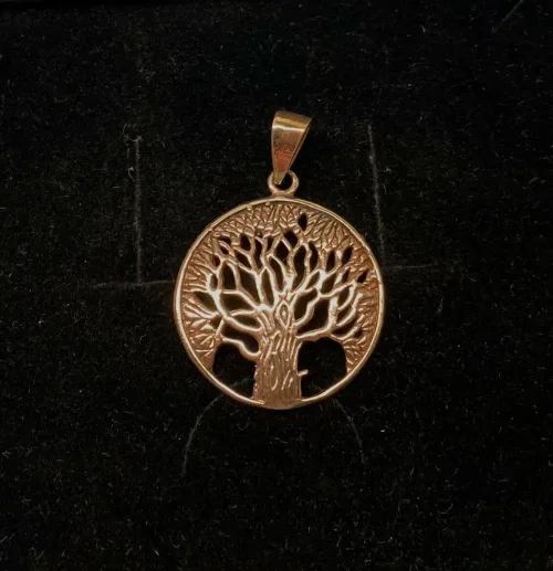 Vikinge vedhæng i bronze - Livets træ Yggdrasil Eg, egetræ, asketræ, Vikinge vedhæng i bronze - Livets træ - rund Yggdrasil