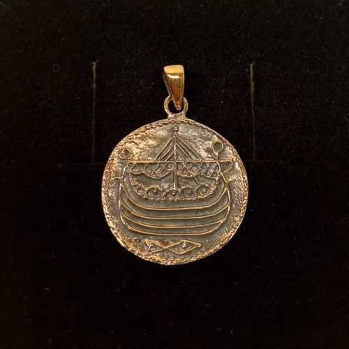 Vikingevedhæng Bronze - Hedeby Mønt, bracteat, mønt, bronzemønt, 05-335, bronzevedhæng, bronzesmykke,