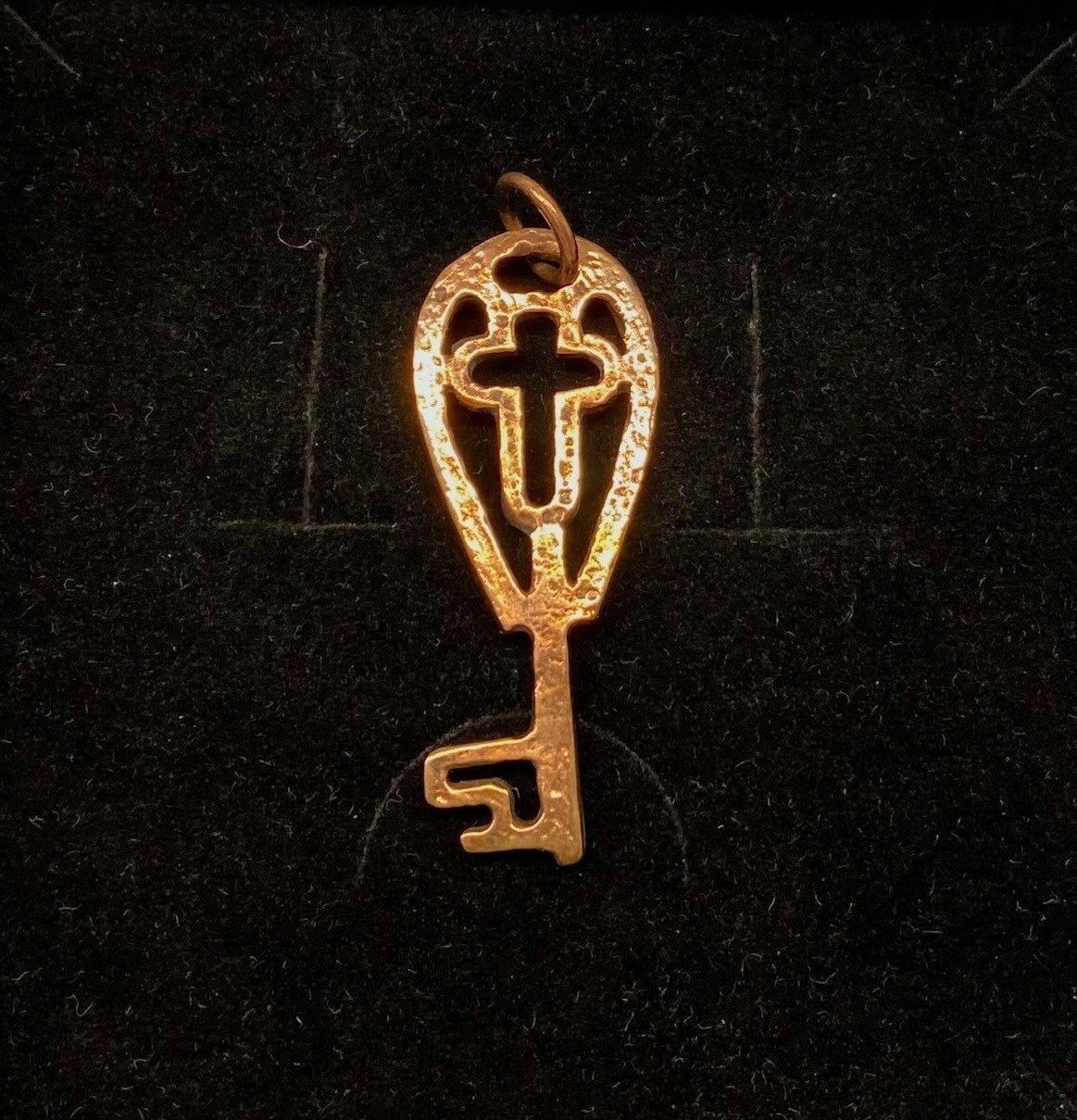 Vikingevedhæng i bronze - Himmelnøgle med kors, kors, Vikingevedhæng i bronze - Himmelnøgle stor vikingesmykke - vikingevedhæng vedhæng bronze vikinge nøglen til himmeriget