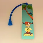 Bogmærke Karton med Pippi i Sydhavet, Bogmærke Karton med Pippi på skorsten, bogmærke, læsehest, lære at læse, førskolebarn, skole, skolestart, børnehave, gaveide, pippi, langstrømpe, astrid lindgren, ingrid nyman, svesk, ebentyr, helt, heltinde, rollemodel, forbillede, til børn, biti, ribe