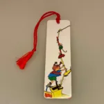 Bogmærke Karton med Pippi på skorsten, bogmærke, læsehest, lære at læse, førskolebarn, skole, skolestart, børnehave, gaveide, pippi, langstrømpe, astrid lindgren, ingrid nyman, svesk, ebentyr, helt, heltinde, rollemodel, forbillede, til børn, biti, ribe