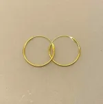 Creoler - Ø 20 mm øreringe forgyldt sølv - glatte Hoops 1,2 mm, hoops, tynde, øerringe, guld, ægte, forgyldte, guldbelagt, runde, hoops,