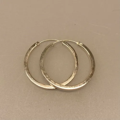 Creoler i sølv Ø 24 mm glatte hoops firkantede, kantet profil, øreringe, sølv, sterling, ægte, flotte, specielle, stillige, sølvsmykker, biti, ribe