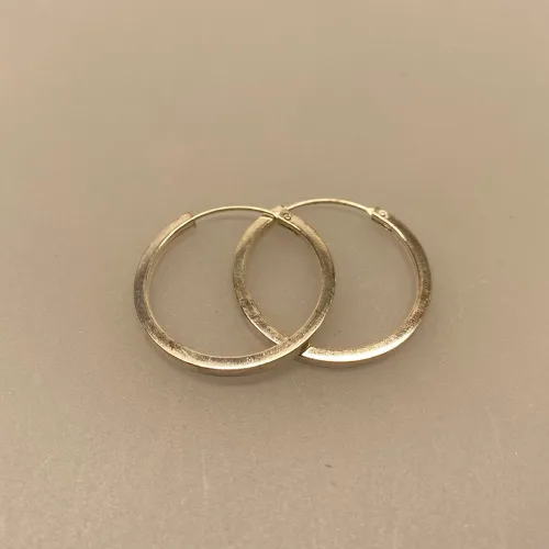 Creoler i sølv Ø 24 mm glatte hoops firkantede, kantet profil, øreringe, sølv, sterling, ægte, flotte, specielle, stillige, sølvsmykker, biti, ribe