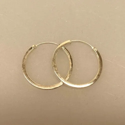 Creoler i sølv Ø 24 mm glatte hoops firkantede, kantet profil, øreringe, sølv, sterling, ægte, flotte, specielle, stillige, sølvsmykker, biti, ribe