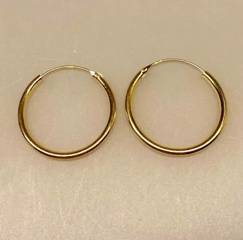 Creoler - Ø 25 mm øreringe forgyldt sølv - glatte Hoops 2 mm, tykke, chunky, creoler, øreringe, ørenringe, runde, ringe, gyldne, forgyldte, guldbelagte, guld, ægte, billige, stine a, enamel, maanesten, biti, ribe