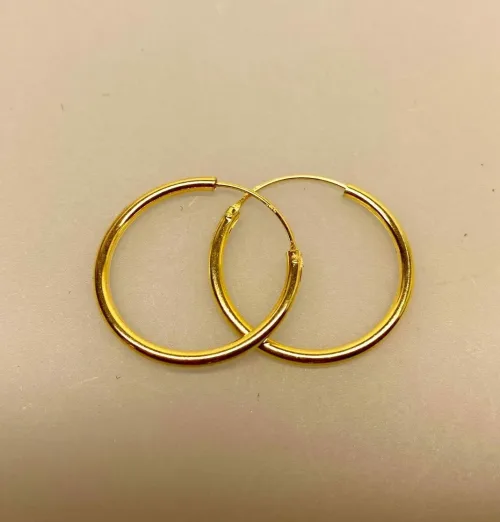 Creoler - Ø 25 mm øreringe forgyldt sølv - glatte Hoops 2 mm, tykke, chunky, creoler, øreringe, ørenringe, runde, ringe, gyldne, forgyldte, guldbelagte, guld, ægte, billige, stine a, enamel, maanesten, biti, ribe