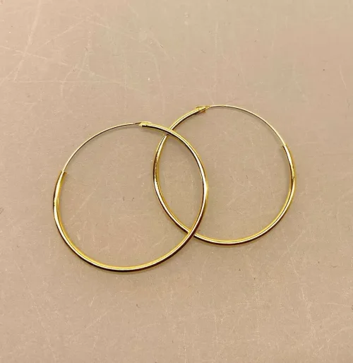 Creoler - Ø 30 mm øreringe forgyldt sølv - glatte Hoops 1,2 mm, store, tynde, creoler, øreringe, ørenringe, hoops, rudne, ringe, guld, ægte, guldøreringe, billige, flotte, stilige, lette, nikkelfri, allergivenlige, kvalitet, simple, stine a, maanesten, enamel, biti, ribe