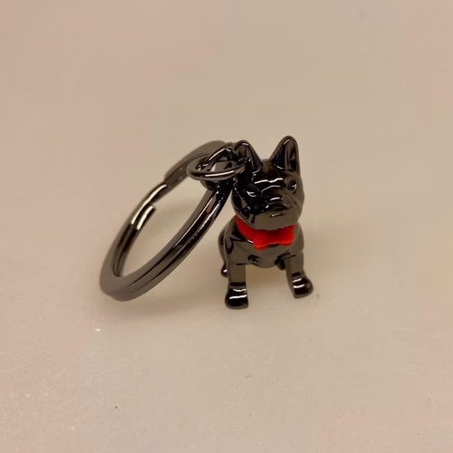 Nøglering - Fransk Bulldog Antrazit, hund, halsbånd, sort, bulldog, ting med, hunde, nøglering, speciel, hundenøglering, antrazit, blank, gaveide, gave, biti, ribe
