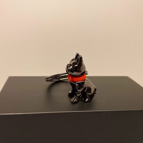 Nøglering - Fransk Bulldog Antrazit, hund, halsbånd, sort, bulldog, ting med, hunde, nøglering, speciel, hundenøglering, antrazit, blank, gaveide, gave, biti, ribe