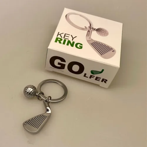 Nøglering Golfjern og Bold Mat Sølv, golf, golfsport, golfmatch, golfspil, golfspiller, golfting, golfudstyr, match, putter, jern, 5-jern, golfbold, gave, symbolsk, green-fee, gavekort, konfirmand, konfirmation, golfferie, biti, ribe, golfnøglering, personlig, gave, praktisk, eksklusiv, lækker dansk, design,