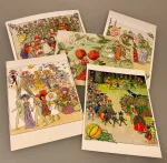 Postkort pakke - Elsa Beskow Blomsterbørn, blomsterbarn, blomsterfesten, jordbærfamilien, jordgubbfamilien, putte i blåbærskoven, elsa beskow, elsa, besekov, svensk, sverige, eventyr, nostalgisk, biti, ribe