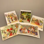 Postkort pakke - Elsa Beskow Blomsterbørn, blomsterbarn, blomsterfesten, jordbærfamilien, jordgubbfamilien, putte i blåbærskoven, elsa beskow, elsa, besekov, svensk, sverige, eventyr, nostalgisk, biti, ribe