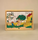 Elsa Beskow trææske med 4 puslespil - Pippi og Emil, spil, puslespil, gaveide, børnebørn, dåb, dåbsgave, barnedåb, fødselsdag, pippi langstrømpe, astrid lindgren, emil, fra lønneberg, småland, eventyr, helte, biti, ribe,, Pippi & Emil Trææske med Astrid Lindgren 4 puslespil