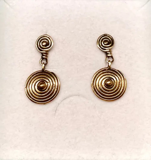 Vikinge Ørehængere i bronze - Skjold, bronze, bronzesmykker, øreringe, ørehængere, runde, specielle, bronzesmykker, vikingesmykker, vikinger, museumssmykker, kopi, aser, skjolde, amuletter, biti, ribe