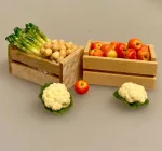 Miniature Blomkålshoved, blomkål, kål, kålhoved, blomkålshoved, grøntsager, køkkenhave, grønt, miniature, dukkehus, ting, tilbehør, nisser, sættekasse, symbolsk gave, gavekrot, færdiguddannet, gartner, grønne fingre, have, havearbejde, planteskole, biti, ribe, 1:12