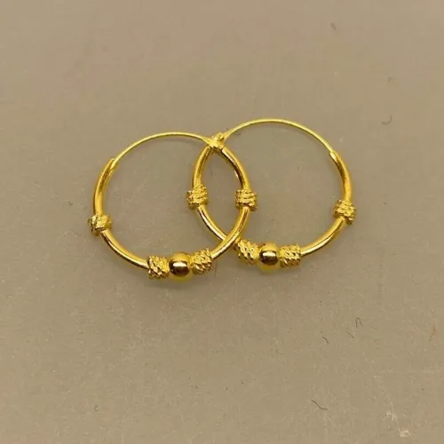 Creoler - Ø 16 mm øreringe forgyldt sølv med kugle og 4 snoninger, ægte, sterling sølv, guld, hoops, ringe, runde, øreringe, ørenringe, guldøreringe, smykker, forgyldt, guldbelagt, karat, 14, 18, 24, holdbare, billige, specielle, nice, moderne, stine a, maanesten, tilbud, danske, brands, enamel, pico, biti, ribe