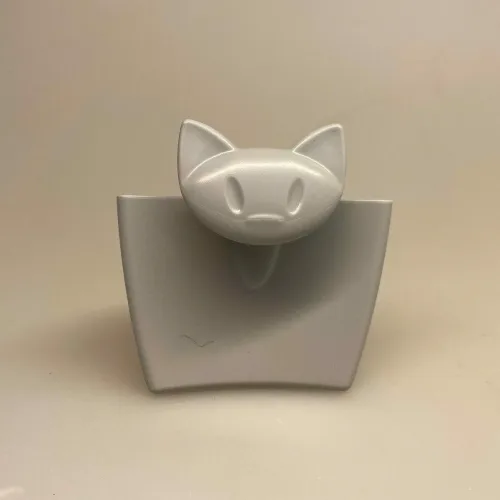 Holder til krus - Kat Grå, tepose, tebrev, holder til, beholder, utensilio, brugt tepose, småkage, kiks, kaffepause, tepause, eftermiddagste, afternoon tea, kaffehygge, hygge, smart, sjov, gave, gaveide, kat,