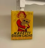 Miniature Emalje skilt - Mazetti, kakao, cacao, varm shokolde, Miniature Emalje skilte, reklameskilte, butiksskilte, butiksreklame, emaljeskilt, emaljeskilte, gamle, dukkehus, købmandsbutik, miniature, mini, dukkebutik, købmand, høker, landhandel, 1:12, biti, ribe